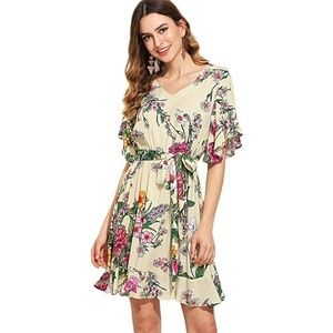 🆕️👗 A-Line Floral Faux-Wrap Dress 💐🆕️ NWT